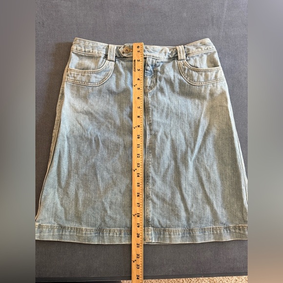 Gap Denim Mini Skirt Light Blue Wash Heart Pockets Button Front Y2K A Line - Picture 7 of 7